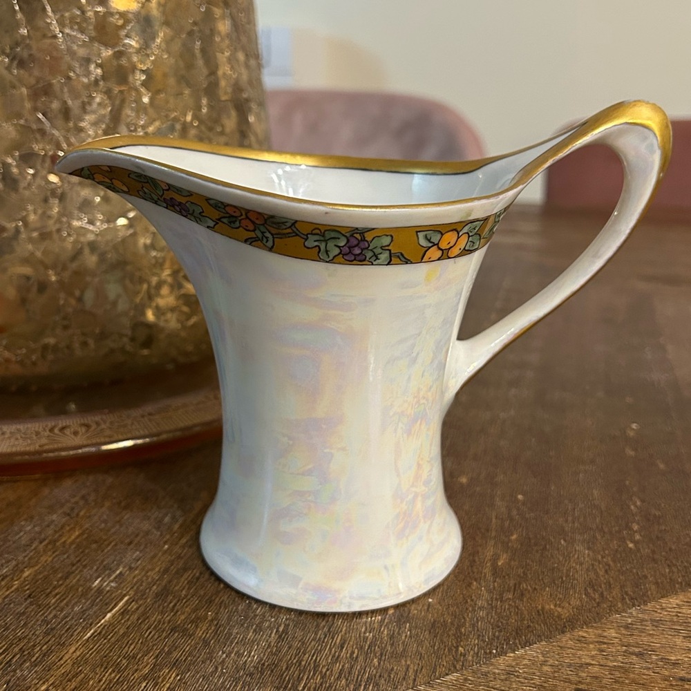 LHR Hutschenreuther Selb Bavaria Lusterware Fruit Design Pitcher, Early 1900s